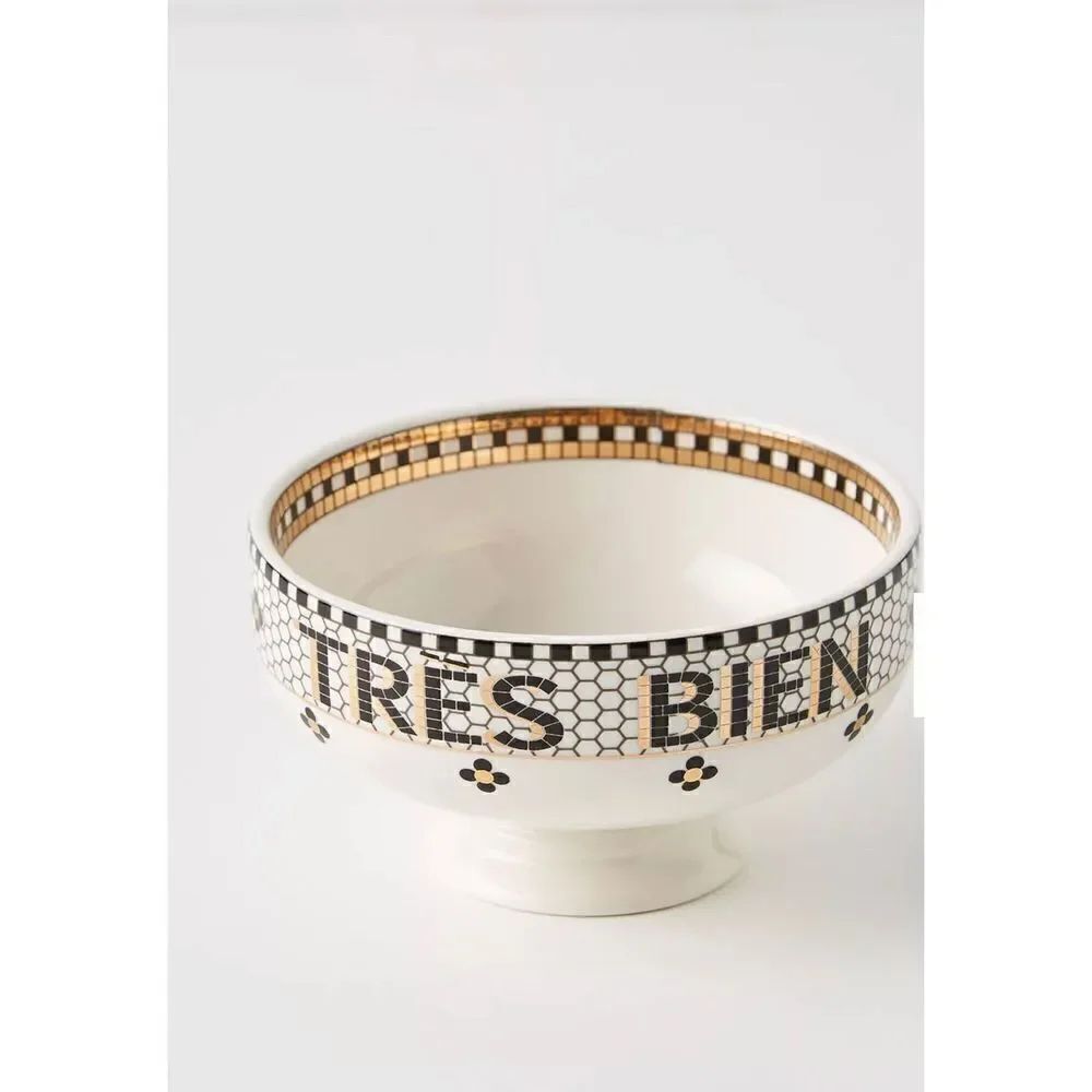 Anthropologie Bistro Tile Snack Nut Bowl Dish Tres Bien